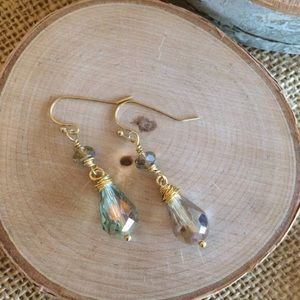 Wire Wrap Crystal Earrings, Handmade